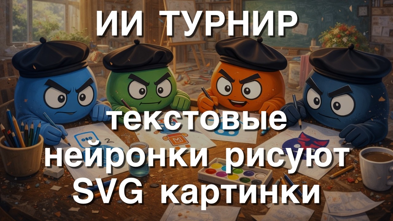 ИИ турнир: текстовые нейронки рисуют SVG картинки (судьи: Gemini, ChatGPT и зрители).
