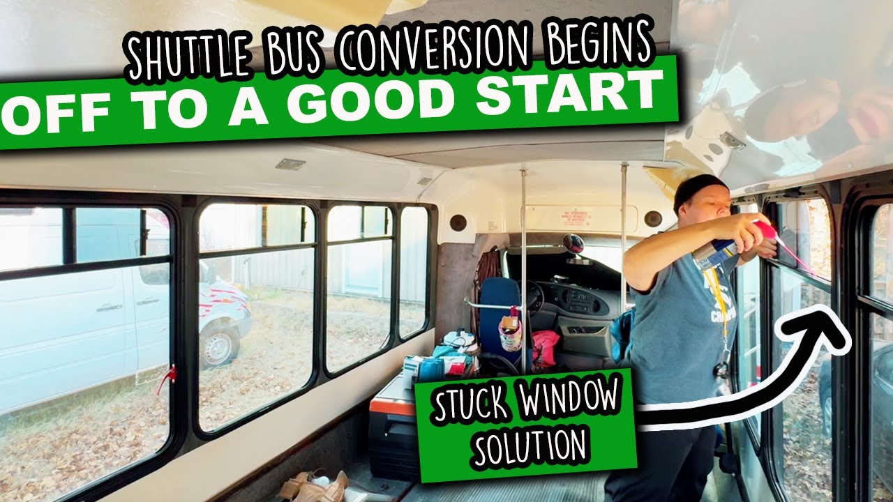 Shuttle Bus Conversion Officially BEGINS! | Off To A Good Start Fixing Things First