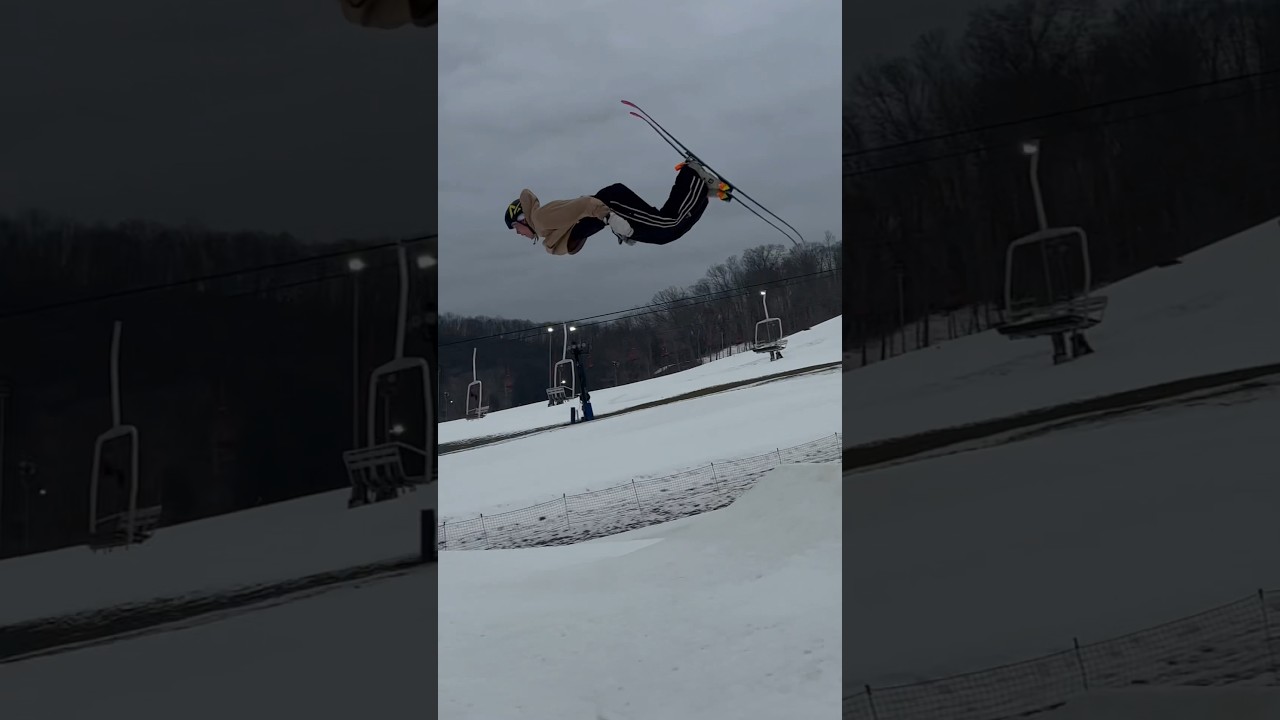 Double backflip off the side hit ❤️&zwj;🔥 #Skiing #AxcelEnergy #Lineskis #Ski