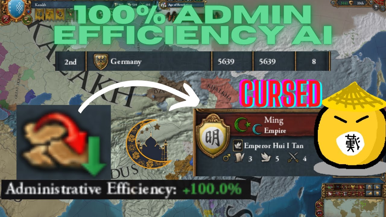100% ADMIN EFFICIENCY AI ABSOLUTELY DESTROYS -} CURSED MUSLIM MING - EU4 AI Only Timelapse