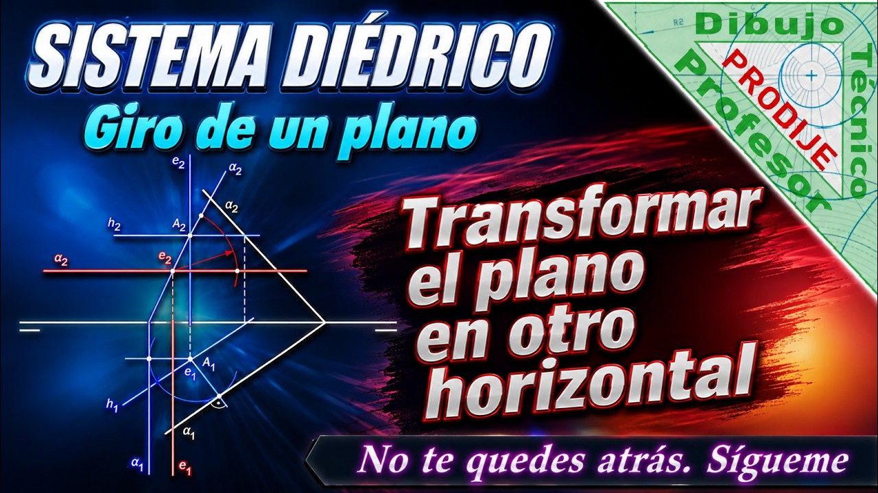 Diédrico. Giros. LAMINA O-5 TRANSFORMAR UN PLANO OBLICUO EN HORIZONTAL.  UNIV. CARLOS III