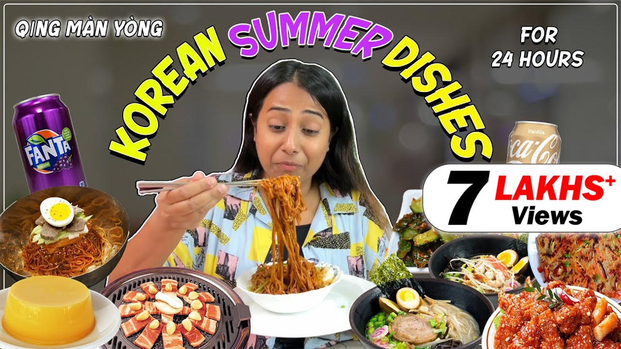 I only ate Korean Summer Dishes for 24 HOURS Challenge | Food Challenge