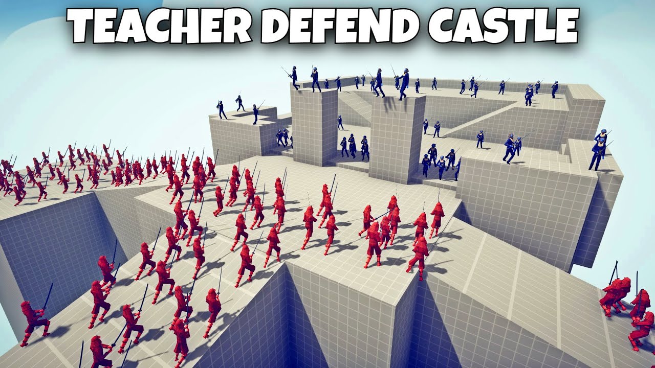 TEACHER DEFEND CASTLE vs MELEE UNIT - Totally Accurate Battle Simulator TABS