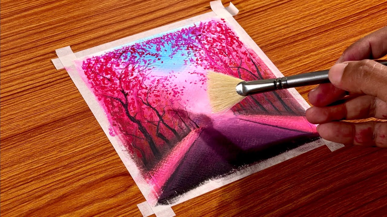 A Romantic Long Drive / Drawing with Oil Pastels / Step by the