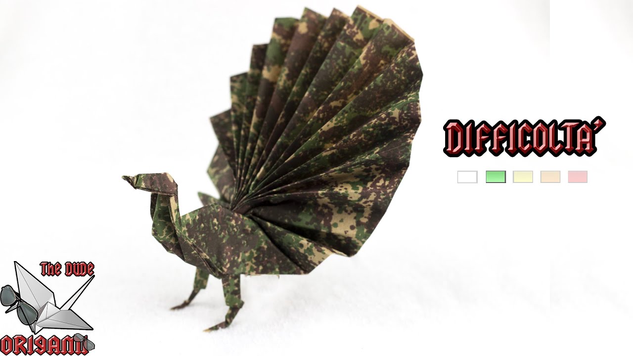 [ORIGAMI ITA] Pavone (Adolfo Cerceda) || Animali