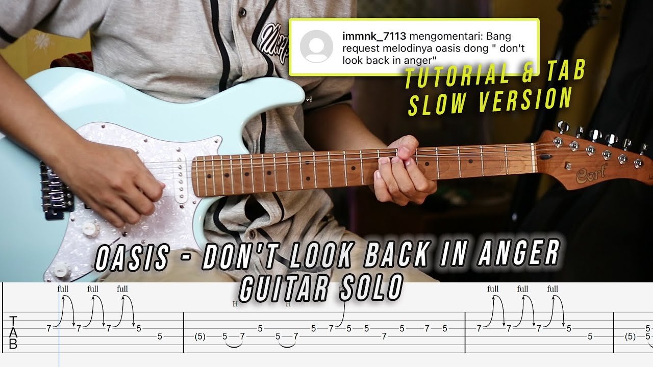 Oasis - Don't Look Back In Anger Solo Guitar Cover (Tutorial + TAB)