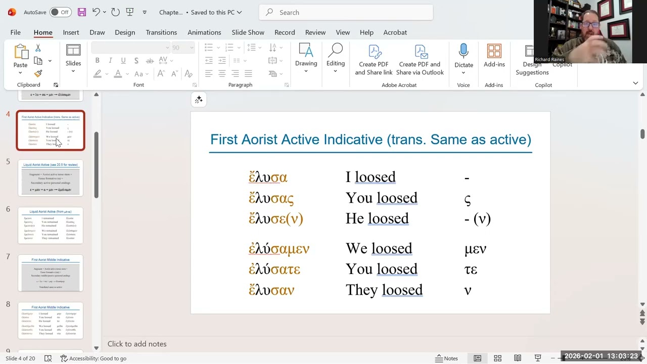 1st Aorist Active and Middle Indicative