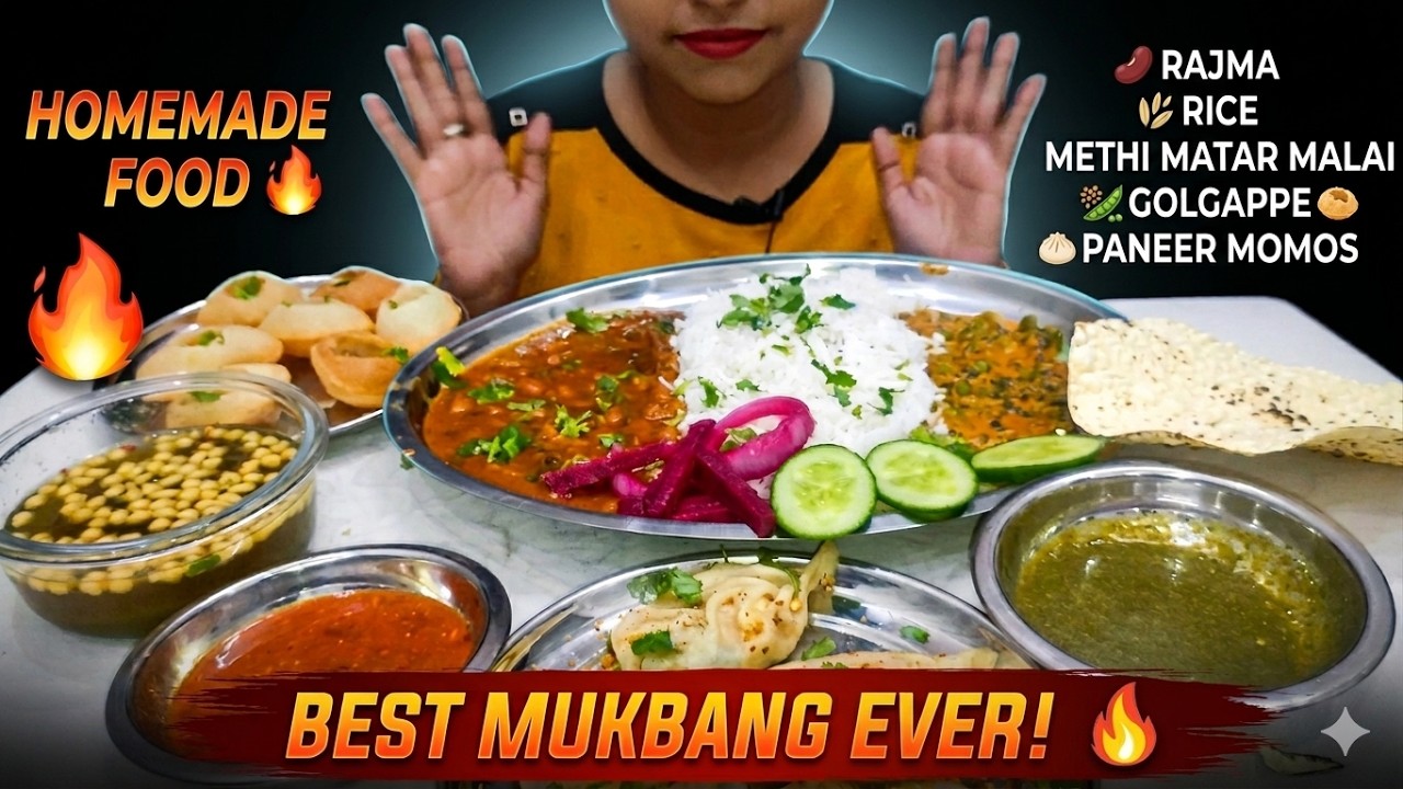 ASMR Indian Food Feast! 🍛 Rajma Chawal, Paneer Momos, Spicy Golgappe & Methi Matar Malai