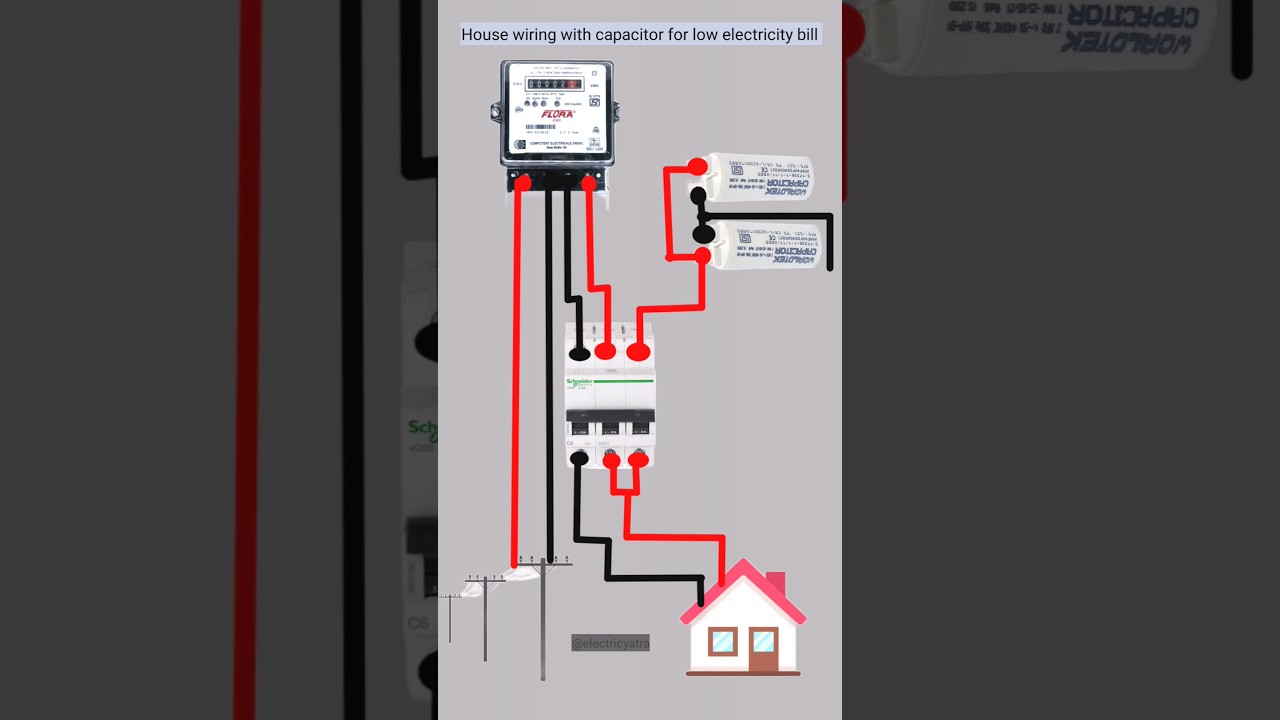 house wiring with capacitor for low electricity bill || electricity ke bill ko kese kam kare #short