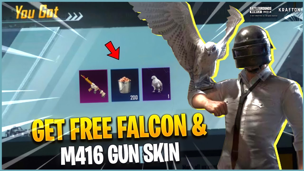 FREE FALCON COMPANION & M416 GLACIER ( TYPE ) SKIN | HOW TO GET FREE FALCON COMPANION IN BGMI