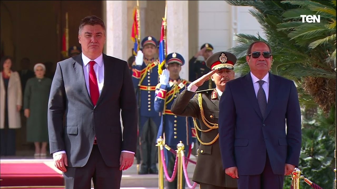 الرئيس السيسي يستقبل نظيره الكرواتي زوران ميلانوفيتش بقصر الاتحادية ويستعرضان حرس الشرف