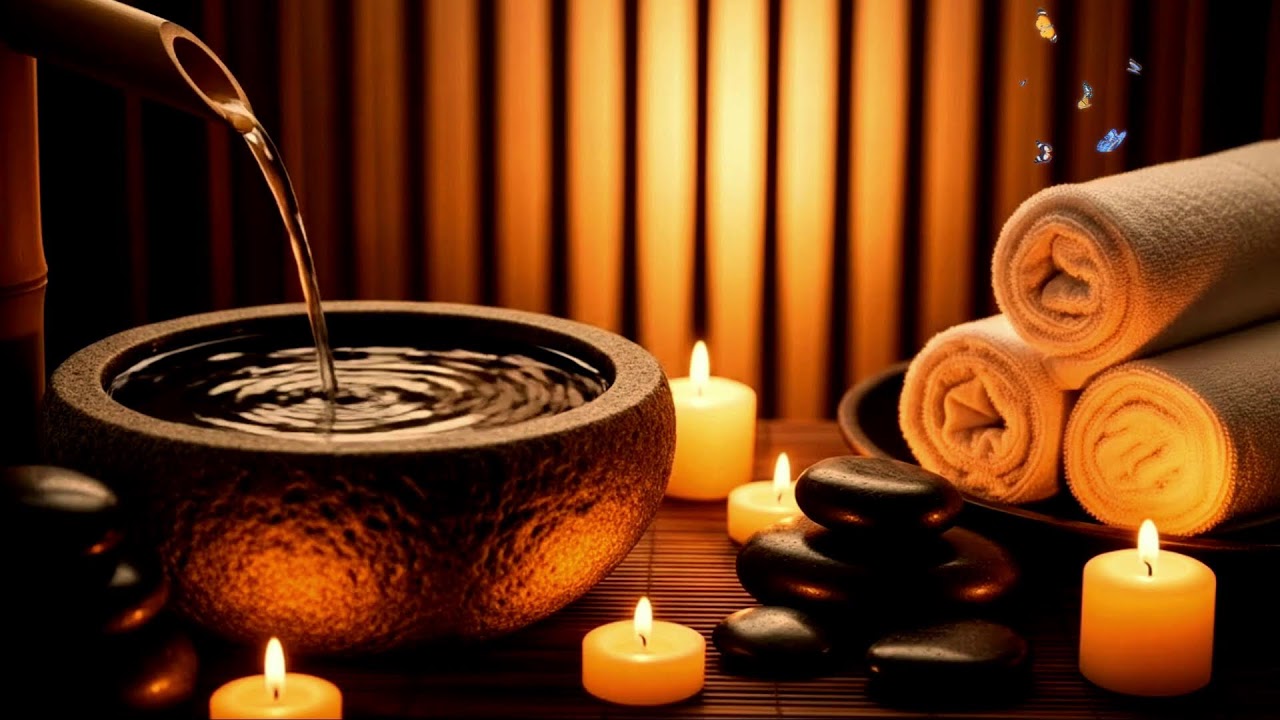 Peaceful ZenSpa Retreat ✨ Bamboo Water Pour & Candlelight Warmth