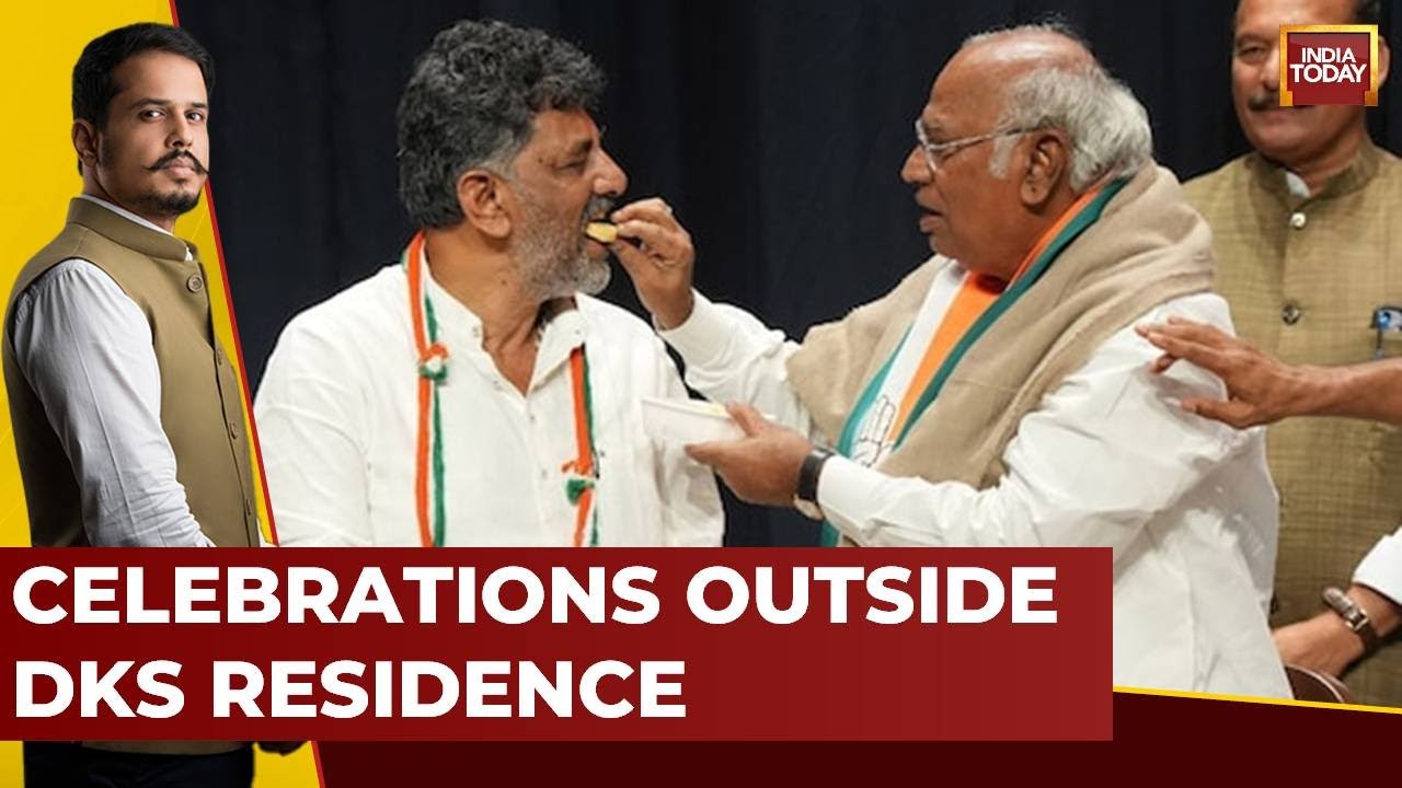 Celebrations Outside D K Shivakumar's Residence In Bengaluru | Watch Reports From Ground Zero