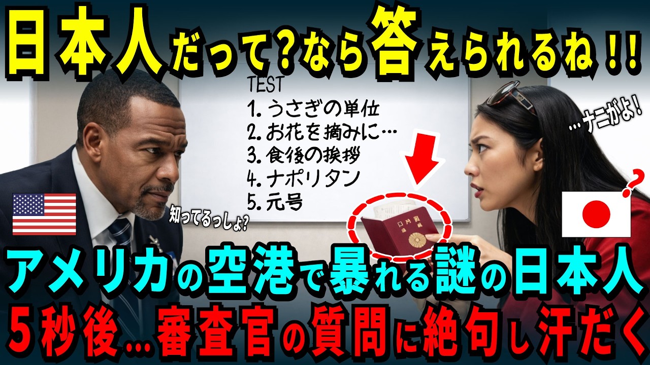 【海外の反応】「日本人なら答えられるハズだ！」アメリカの空港で暴れる謎の日本人女性。ベテラン審査官が質問した５秒後…汗だくで正体暴露した理由！！
