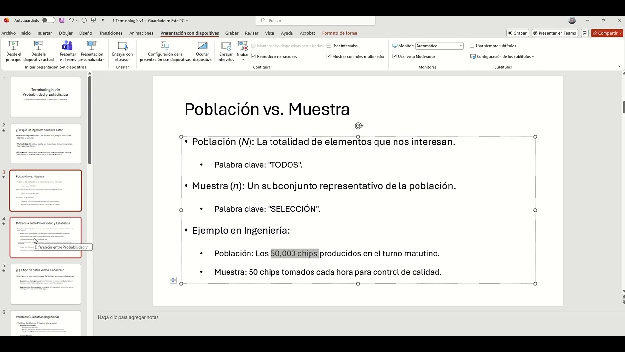 Probabilidad y Estadística  - Terminología  - Parte 1
