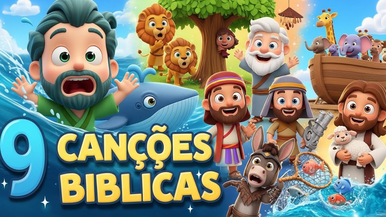 9 MELHORES MÚSICAS BÍBLICAS INFANTIS 🐑 Coletânea Especial (Noé, Davi, Daniel e mais!)