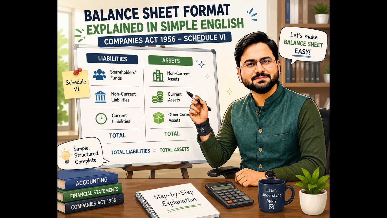 Balance Sheet Format Explained in Simple English | Companies Act 1956 Schedule VI (Full Lecture)