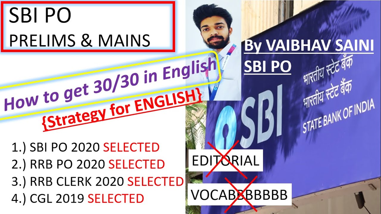 (30/30 ) BEST ENGLISH STRATEGY FOR SBI PO| by Selected SBI PO| VAIBHAV SAINI