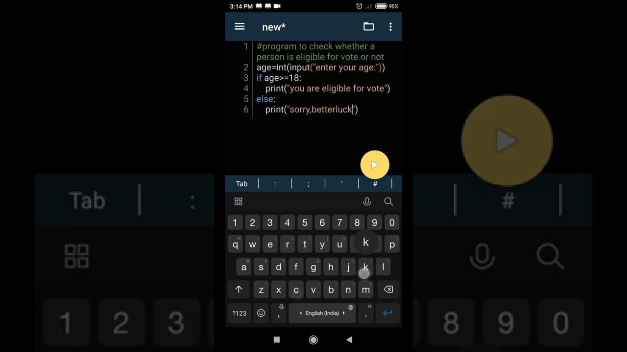 program to check whether a person is eligible to vote or not #shorts #coding #programming #python