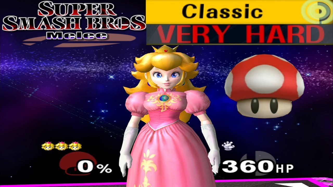 Super Smash Bros. Melee - Classic Mode Gameplay with Giant Peach (VERY HARD)