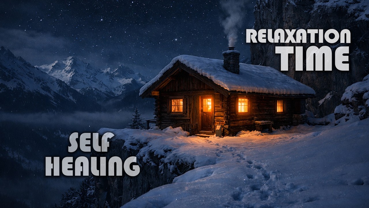 Cozy Swiss Cabin at Night During Snowfall | Peaceful Winter Ambience in the Alps