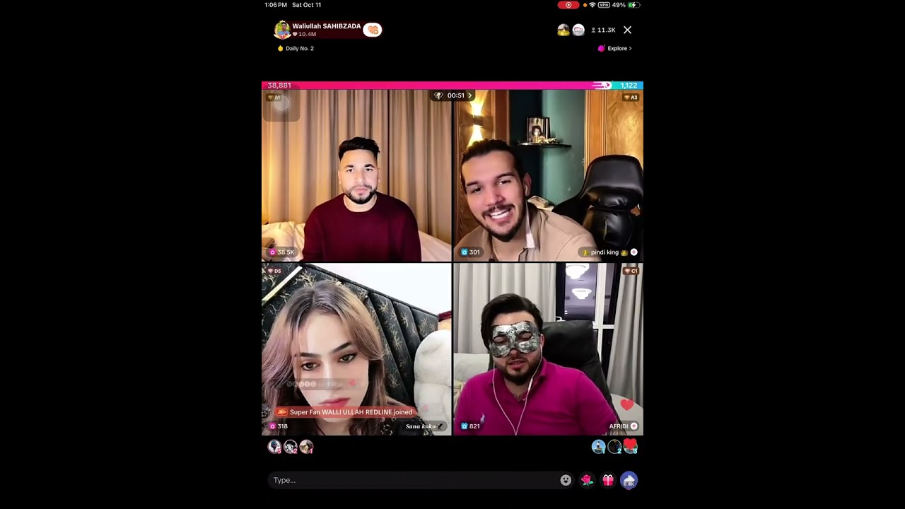 Waliullah . Pindi king . Jery . Sana koko . TikTok live gap shap funny video | #waliullahsahibzada