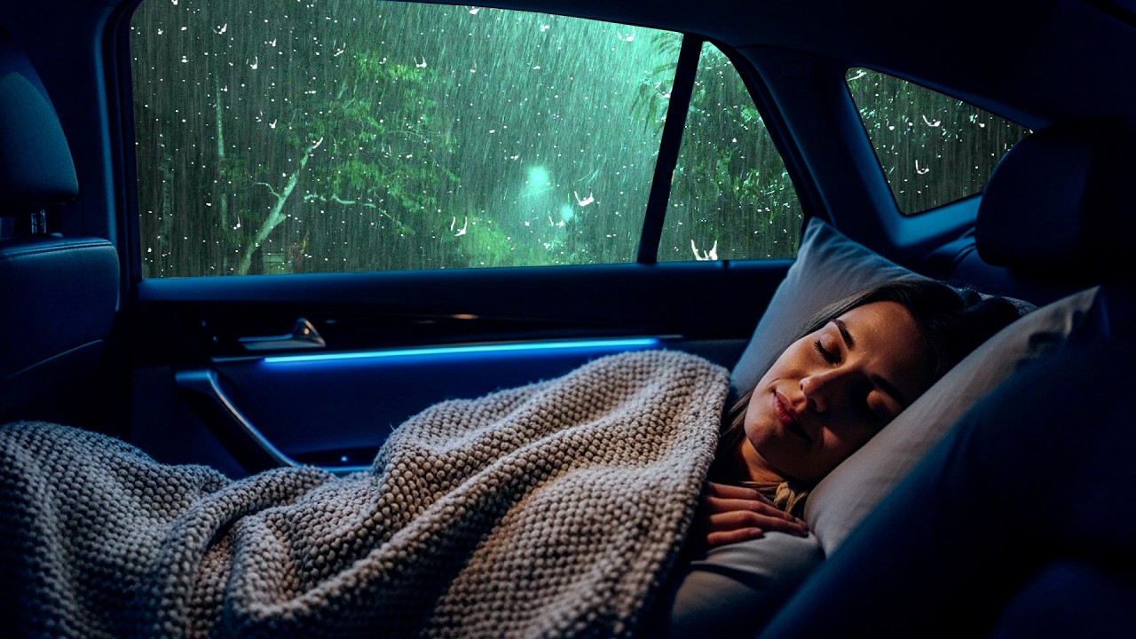 Adormeça Imediatamente com Chuva Torrencial no Teto do Carro e Deixe a Mente Descansar