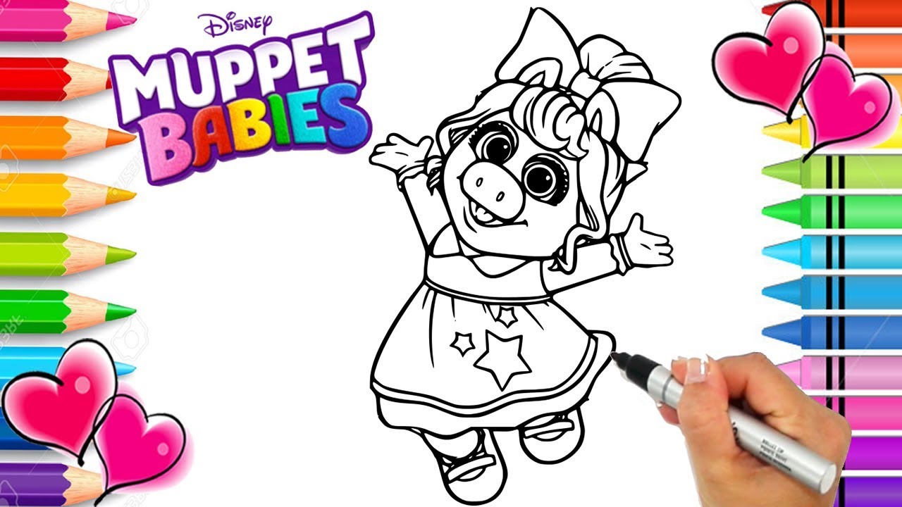 Miss Piggy Disney Muppet Babies Coloring Page | Disney Jr. Muppet Babies Coloring Book | Printable