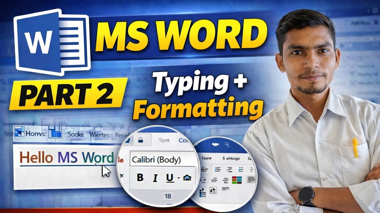 MS Word Tutorial Hindi | Part 2 | Typing & Formatting #basiccomputer #msword #word 