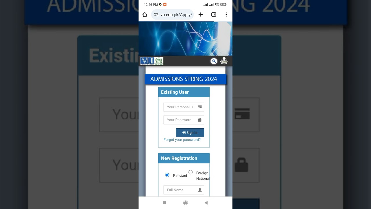 VU admission Spring 2024. Virtual University admission 2024