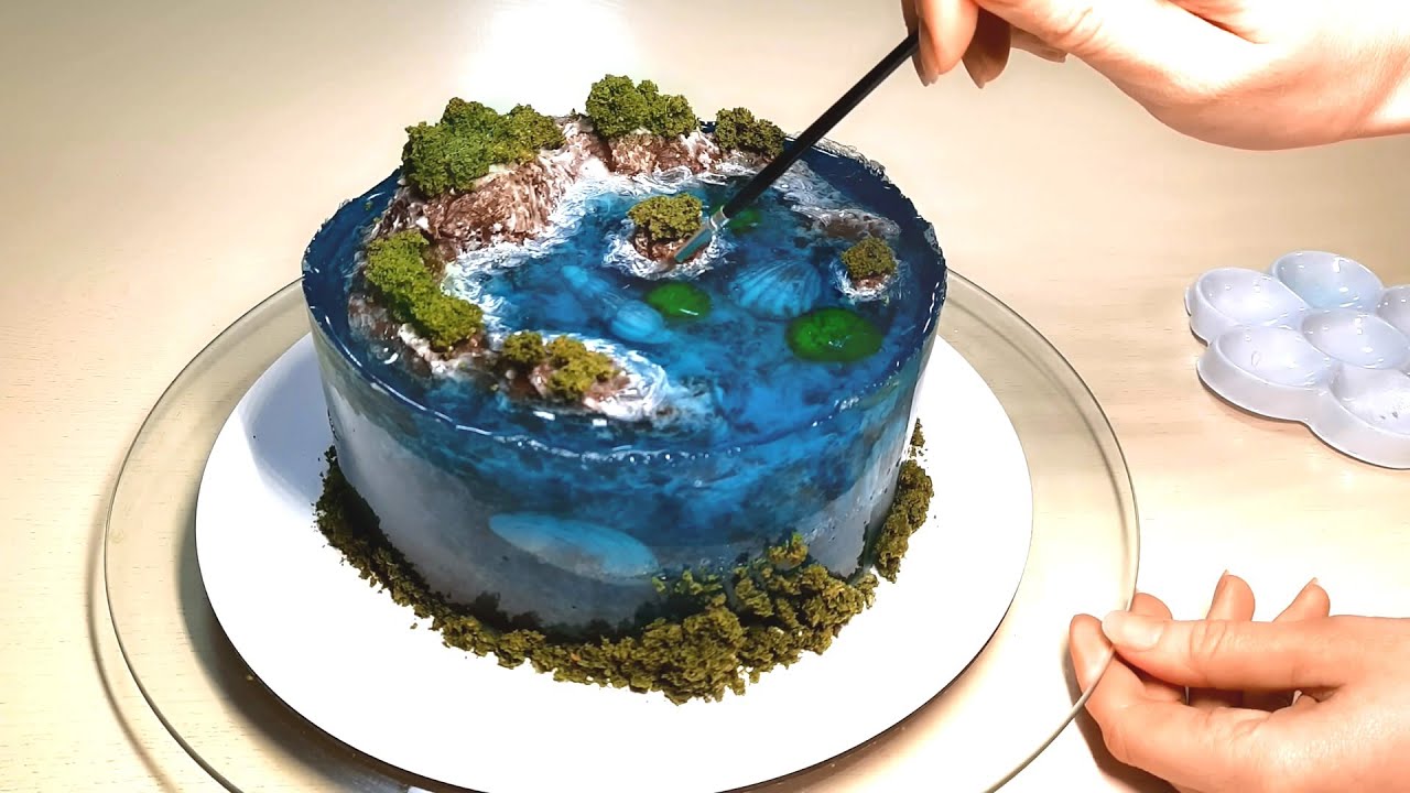 Торт Острів, торт Океан, Island cake, Ocean cakes, Pastel de Isla