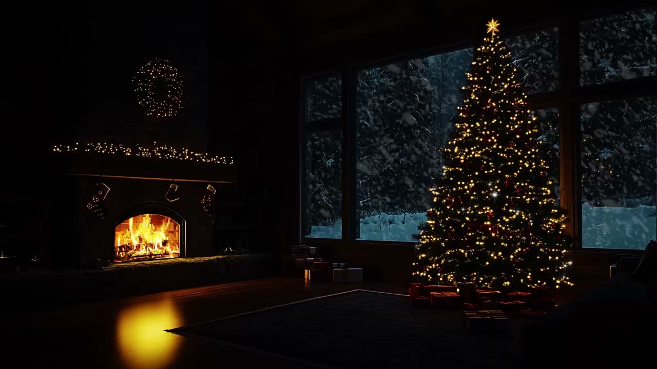 Stop Overthinking in 5 Minutes | Warm Cabin Firelight & Drifting Snow for Deep Mental Calm