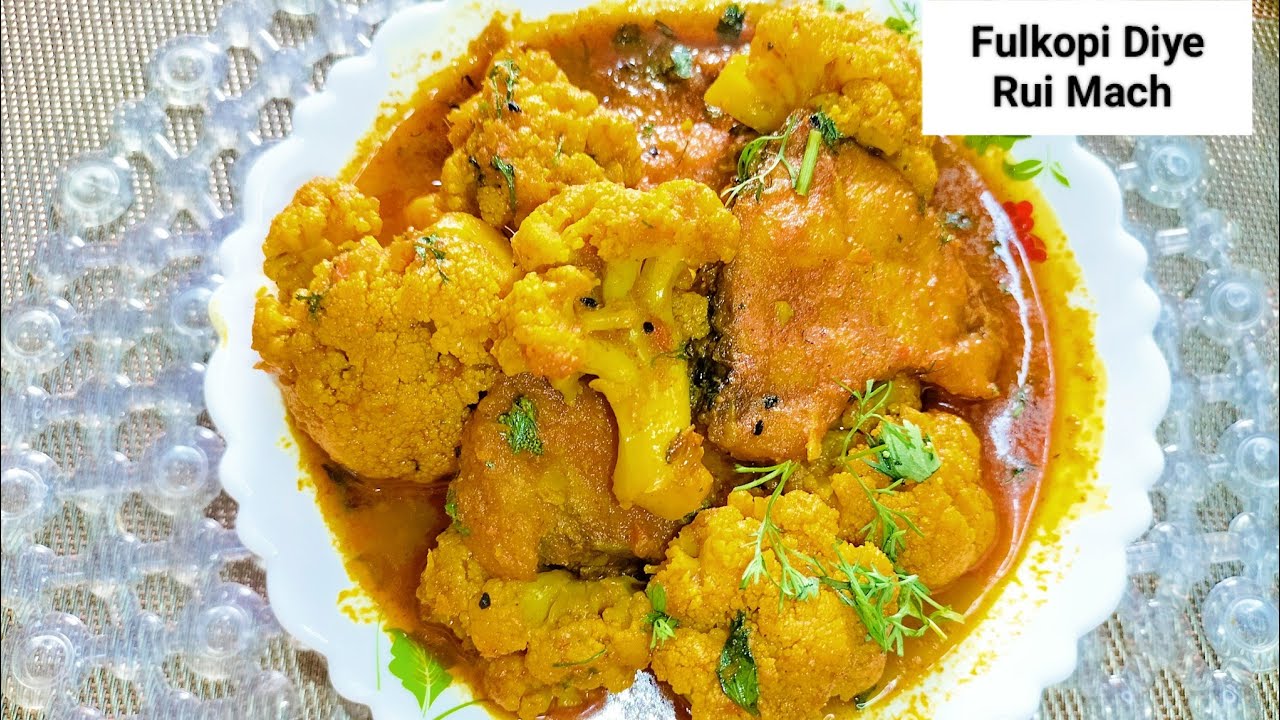 Fulkopi Diye Rui Mach | Rohu Fish curry with Cauliflower | Fish curry | @Simple Recipes