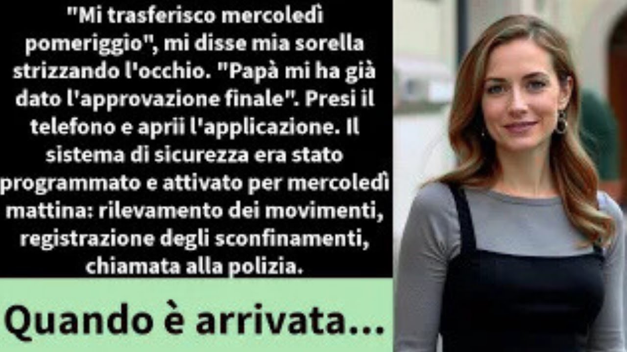 Mi trasferisco mercoledì pomeriggio', mi disse mia sorella strizzando l'occhio