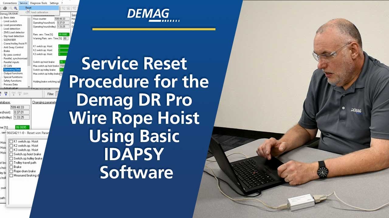 Service Reset Procedure for the Demag DR Pro Wire Rope Hoist Using Basic IDAPSY Software | Demag