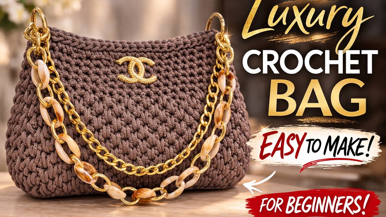 شنطة كروشيه فخمة جداً… والطريقة أسهل مما تتخيلي Luxury Crochet Bag – Easier Than You Think