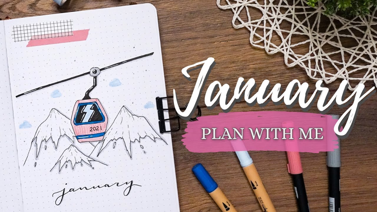 January 2021 | PLAN WITH ME | Bullet Journal Monthly Setup - Ski Resort / Winter Sports Theme