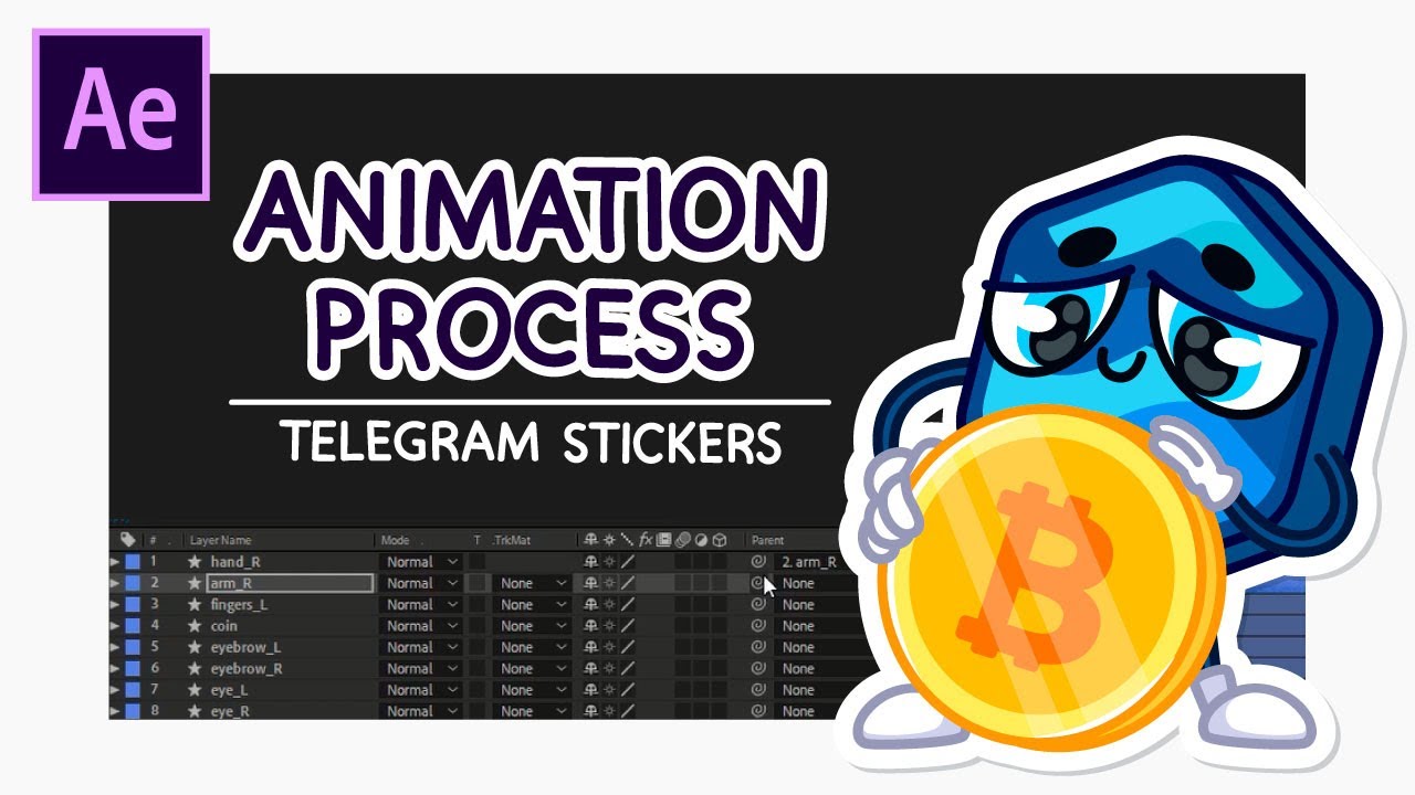 Процесс анимации Telegram стикеров в After Effects | Telegram Stickers Animation in After Effects