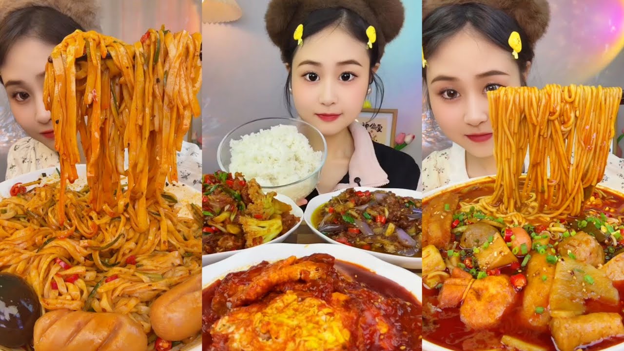 ASMR EATING SPICY AND HOT Korean Noodles 먹방 | Chinese Spicy Food ASMR 중국먹방 | ASMR Eating Video
