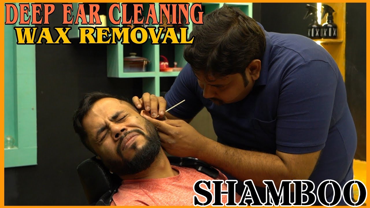 ASMR Deep ear cleaning wax Removal and head massage💈#asmr