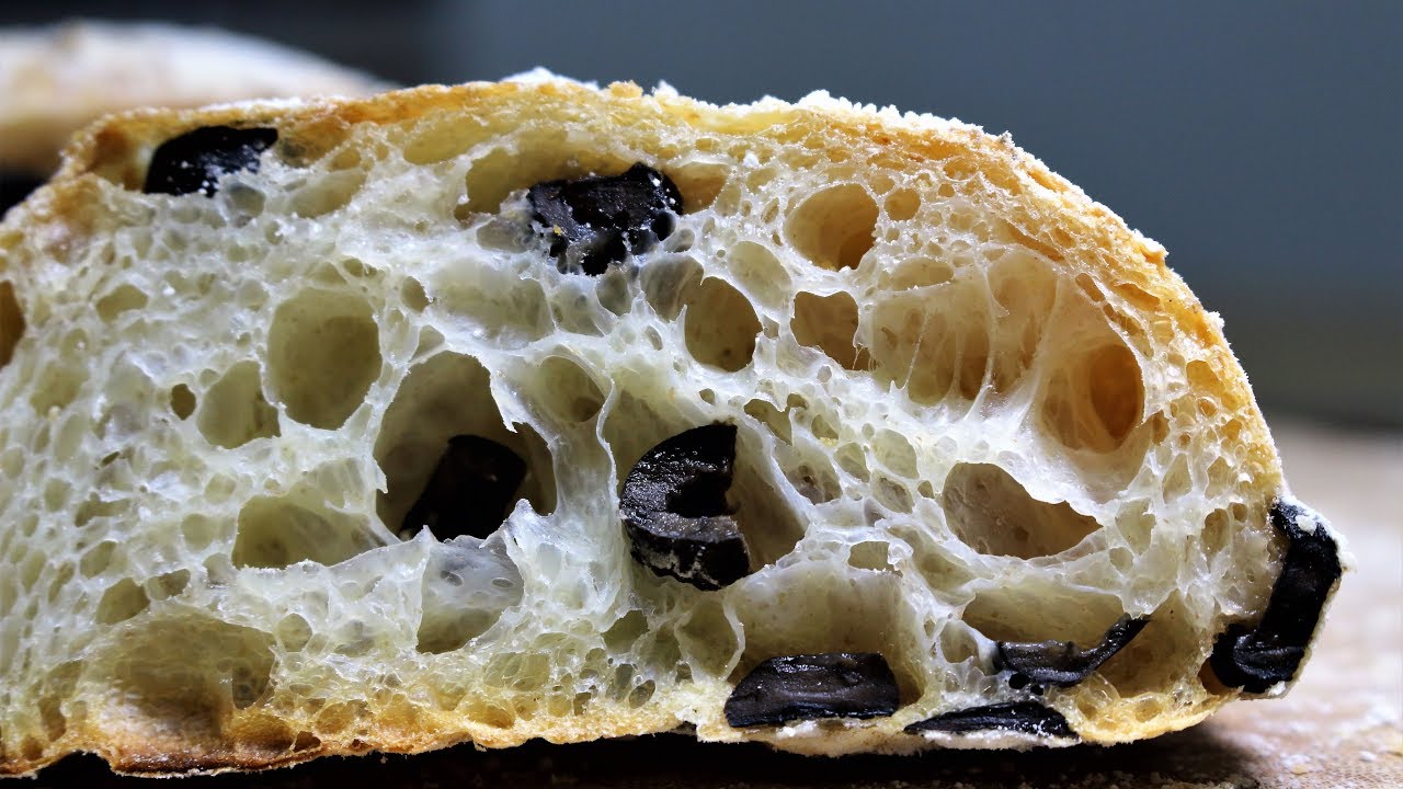 Poolish Ciabatta｜Black Olive｜88% Hydration｜9% Olive Oil