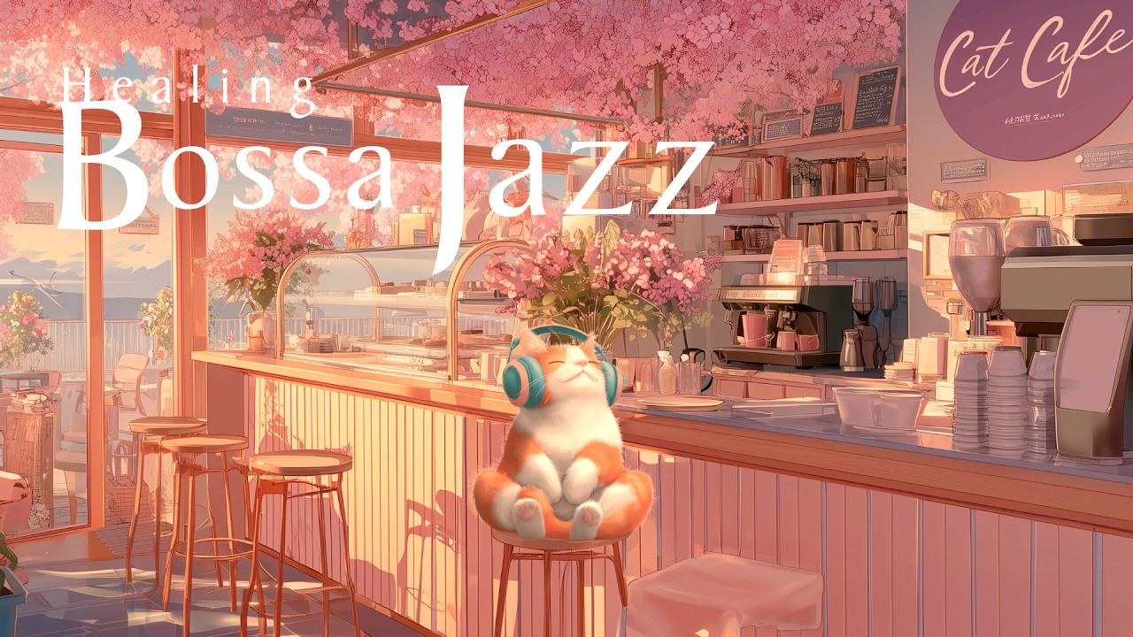Healing Spring Jazz Bossa with a Sun-Drenched Cat - Sun-Drenched Cherry Blossoms