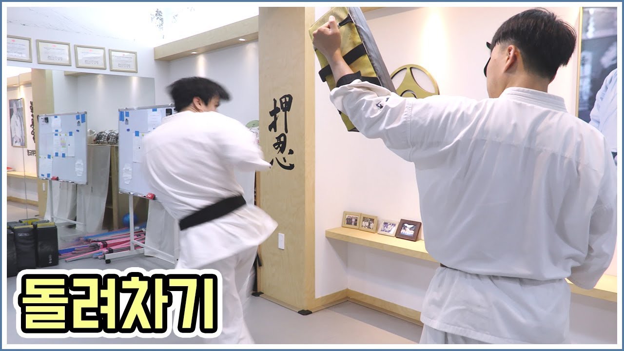 극진가라데 발차기 기술 - 뒤돌아차기,돌려차기