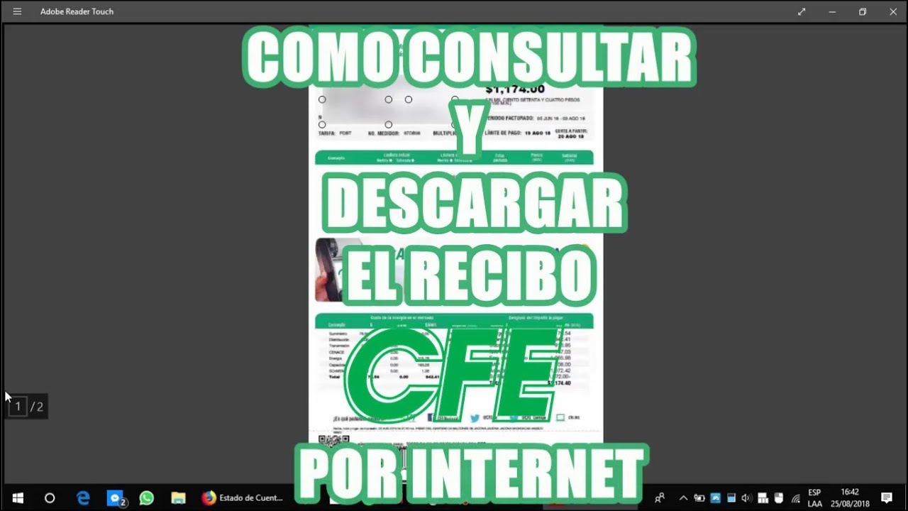 🧾Como DESCARGAR CONSULTAR y/o PAGAR el RECIBO de LUZ CFE v&iacute;a INTERNET✔
