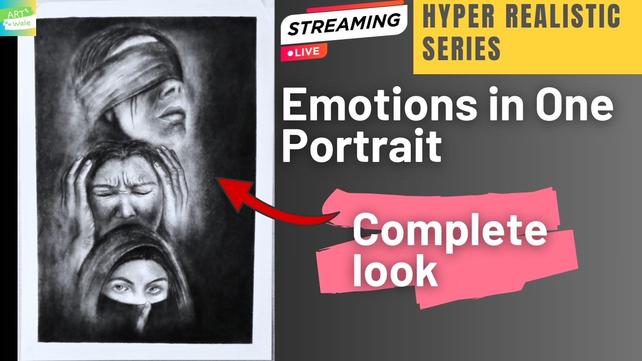 Emotions in One Portrait | Abstract Realistic Art of a Woman | Pain, Stress & Silence