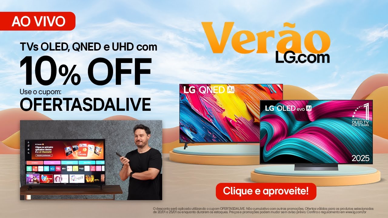 Live de Ofertas LG: TVs OLED, QNED, NanoCell e UHD com Cupom + PIX + Frete Grátis