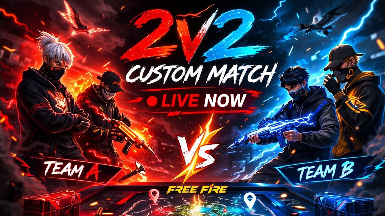 🔥 FREE FIRE LIVE CUSTOM 2v2 🔥आज Live में 2v2 Custom Challenge होगा 😈जो भी खेलना चाहता है Live में