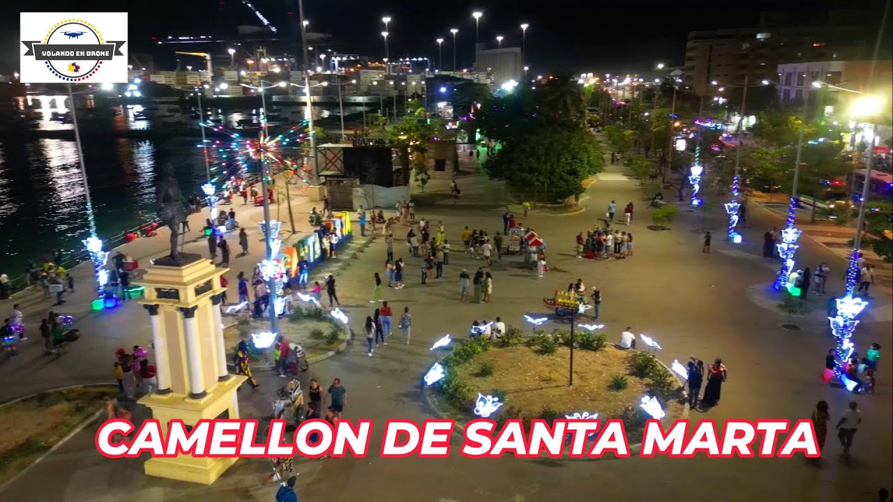 VOLANDO EN DRONE 4K - EL CAMELLON DE SANTA MARTA   VISTA NOCTURNA