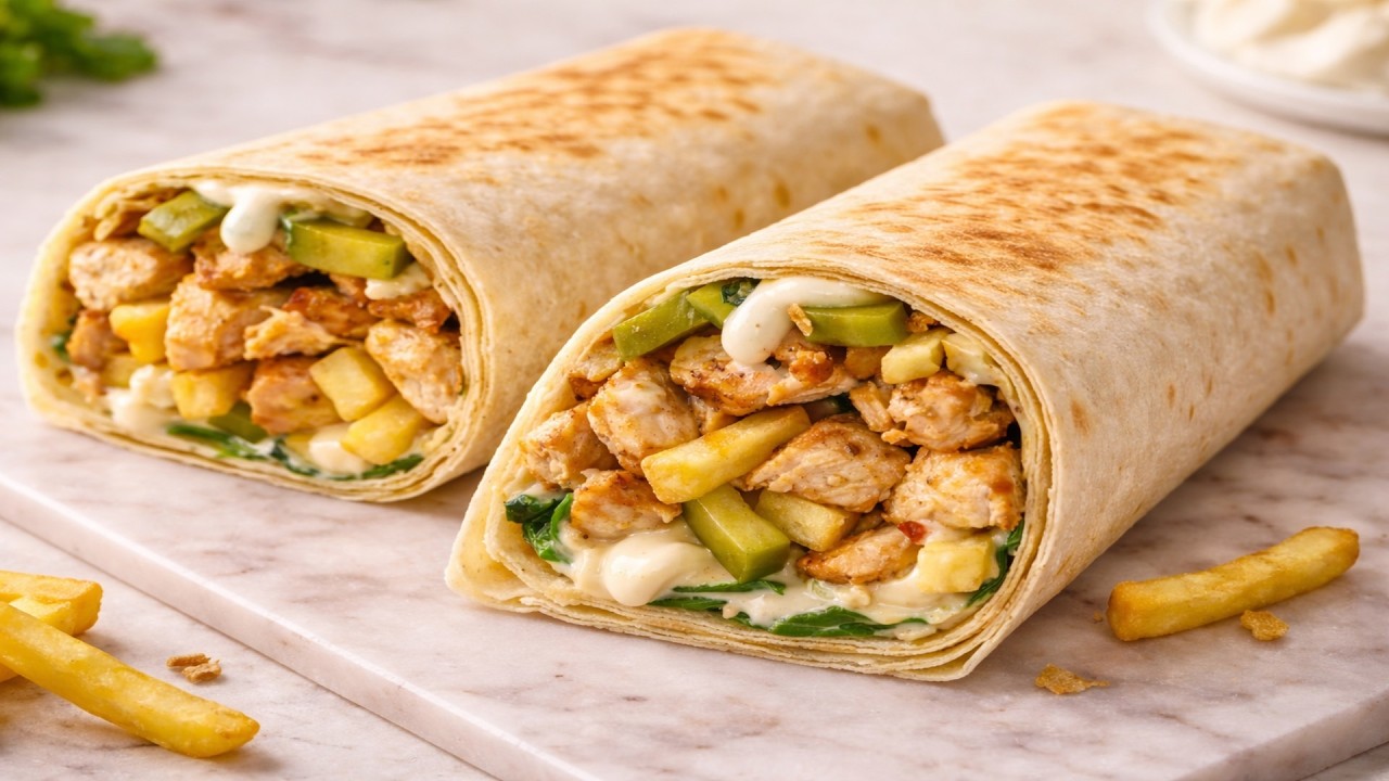 Classic Chicken Shawarma | Street Style Lavash Wrap with Garlic Sauce