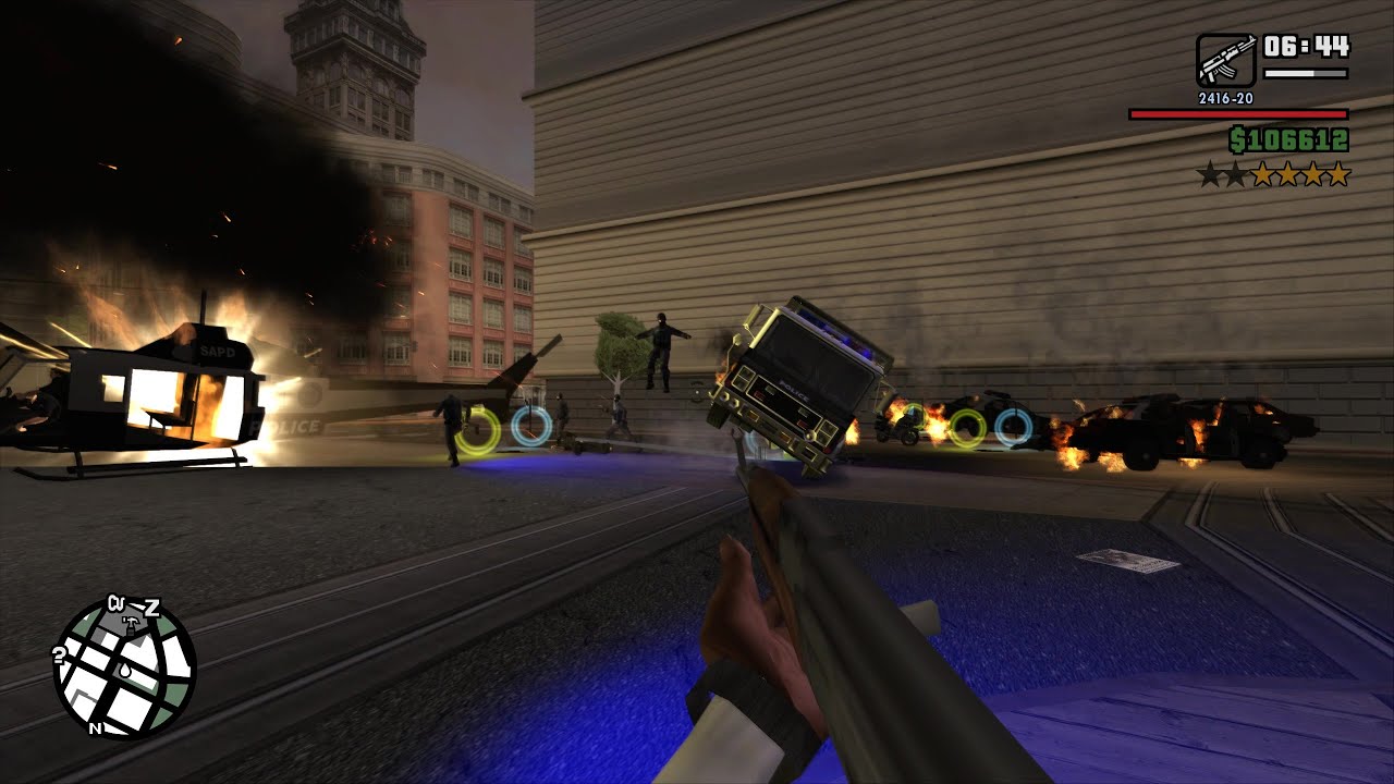 GTA San Andreas Extended - King's Rampage & Shootout + Six Wanted Level Escape